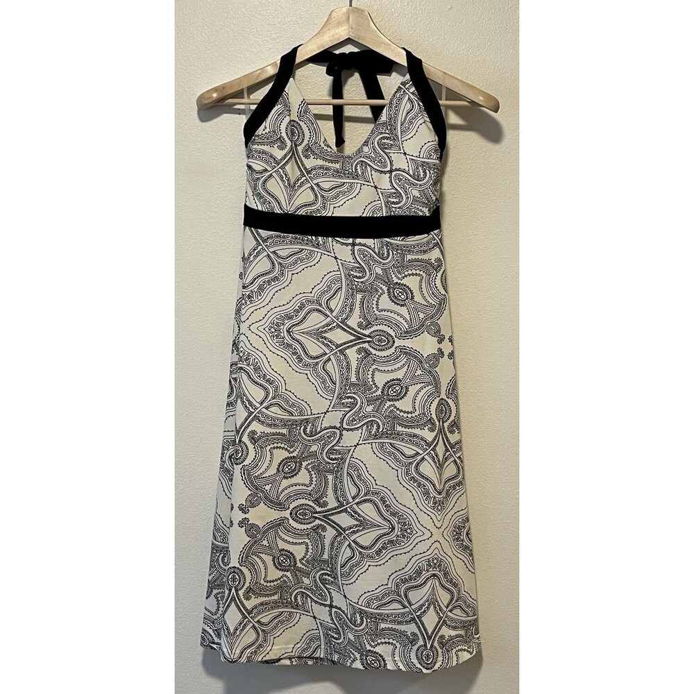 Patagonia Iliana Dress Medium Off White Black Print Outdoors Active Athleisure